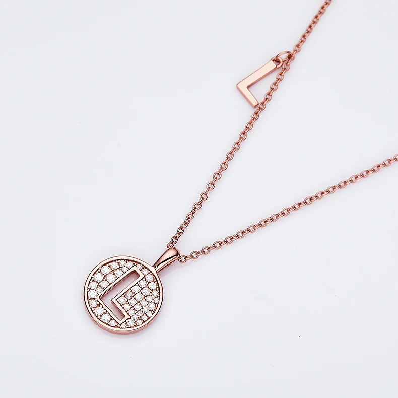 Letters Series Design Hollow Letter L Necklace S925 Sterling Silver Plated Rose Gold Fashion VVS Moissanite Necklace For Women