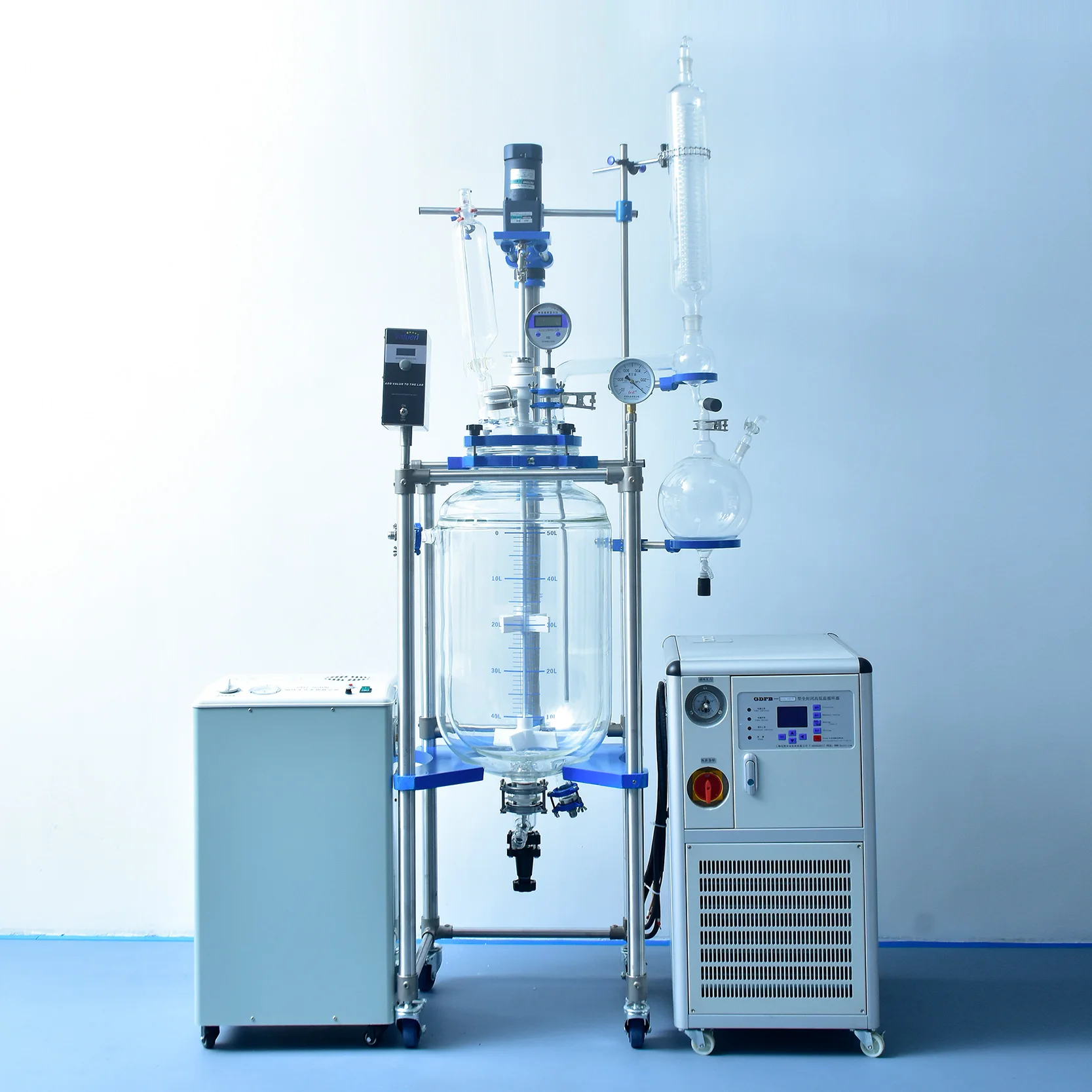 Valuen 20L Jacketed Glass Lined Reactor Ultrasonic Glass Reactor  double layer glass reaction kettle
