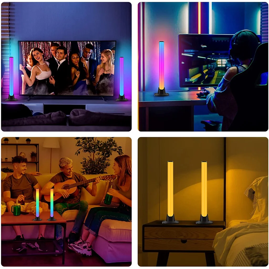 2PCS Smart RGBIC LED Light Bars Ambiance Backlights Light Bar Music Sync Kit for Gaming Table lamp Controlled by APP Alexa