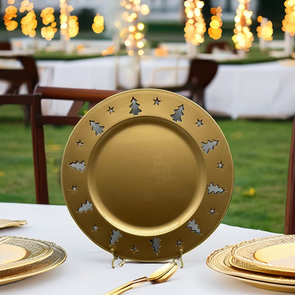 Modern round Plastic Tableware Polished Dish for Christmas Dinner Wedding or Party for Home or Kitchen Use