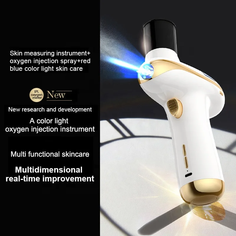 2024 New Design Portable Airbrush Red Blue Light Skin Rejuvenation Facial Beauty Sprayer Skin Analyze Oxygen Injector