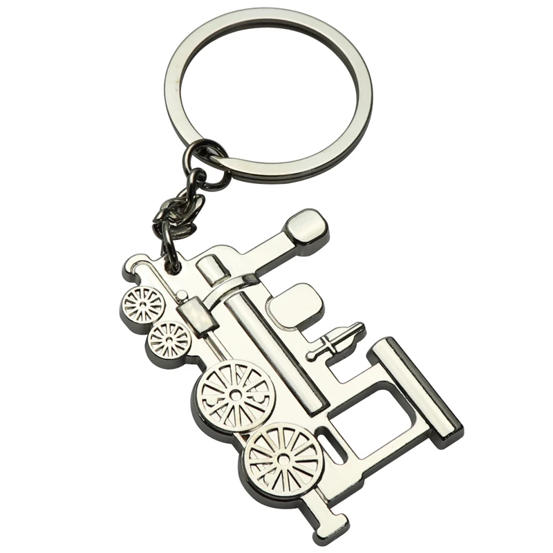 Xun Xin Creative Steam Train Locomotive Design Metal Keychain Punk Rock Automotive Keyring Chains