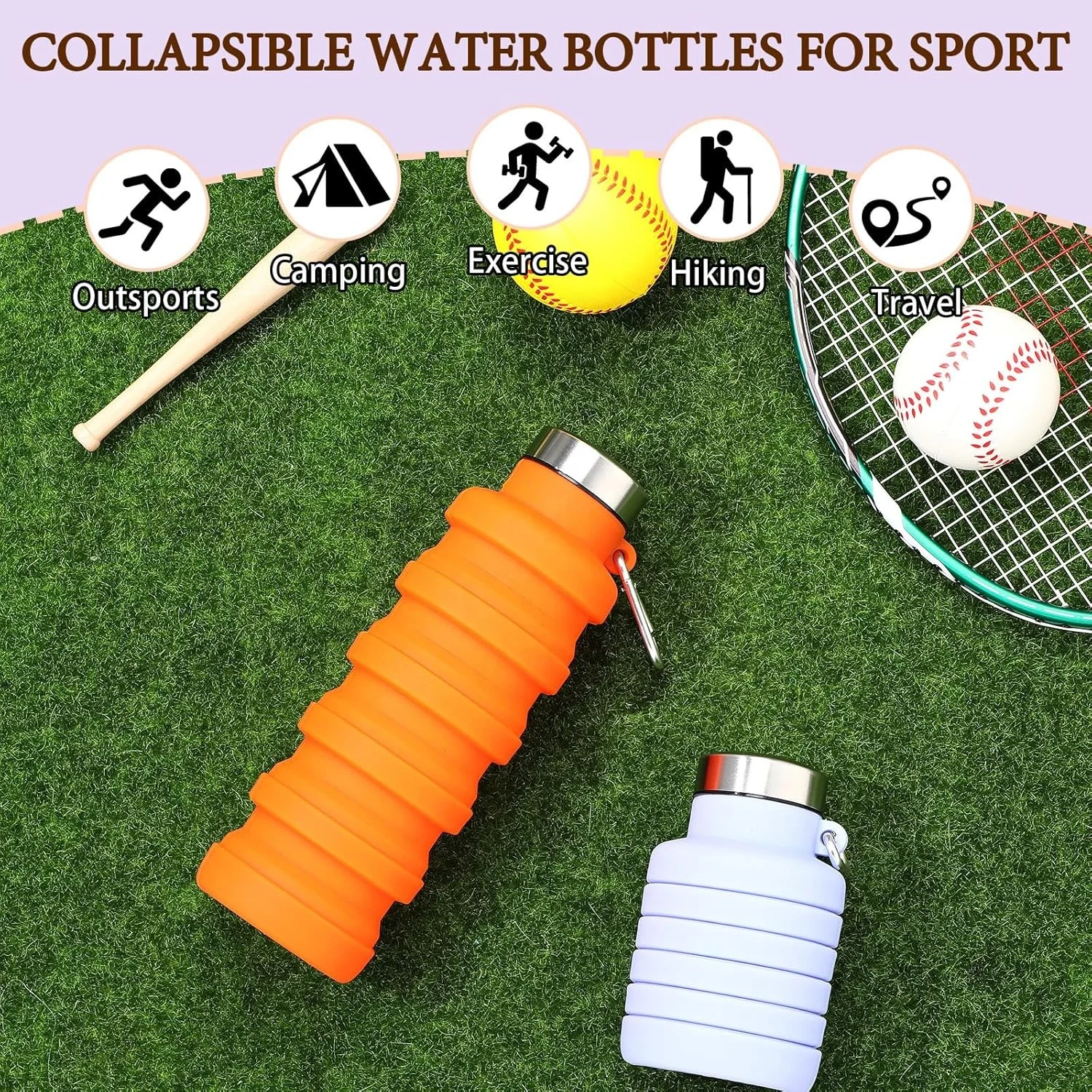 Hot selling Portable Outdoor Silicone Sports Collapsible Travel Folding Bottle Foldable Water Bottle for Hiking Camping