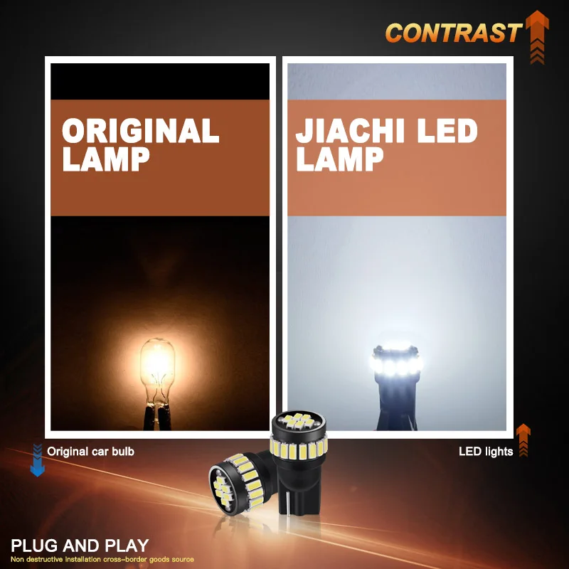JIACHI Factory W5W T10 Led Light Bulb 192 168 For Auto Car LED 3014 24smd Super Bright License Plate Lamp 12-24V White Red 10PCS