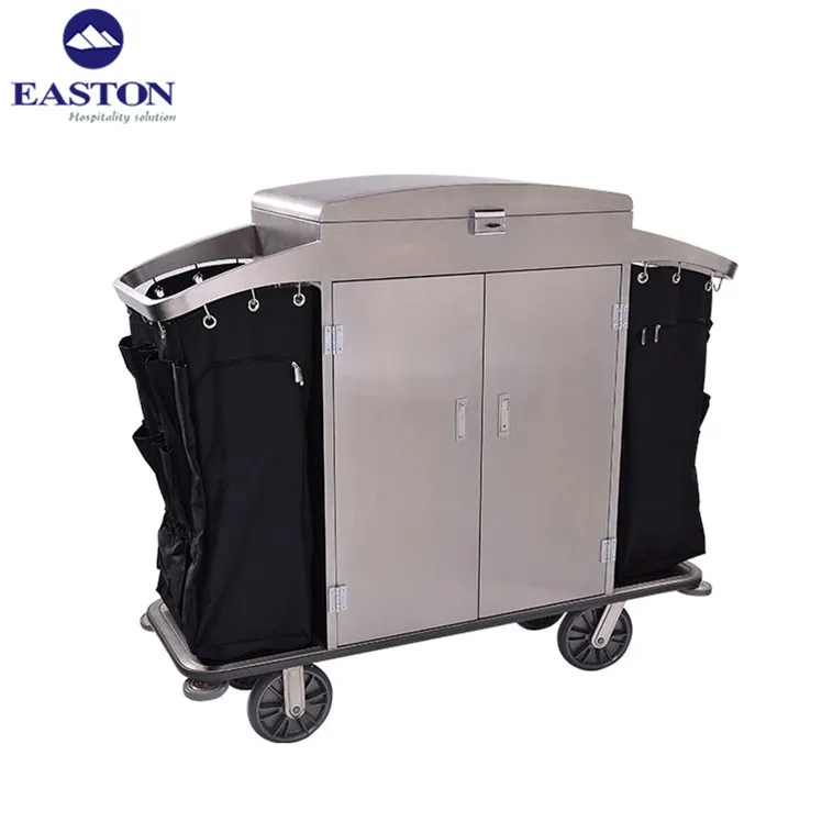 Double basket service housekeeping trolley, hotel housekeeping trolley cart