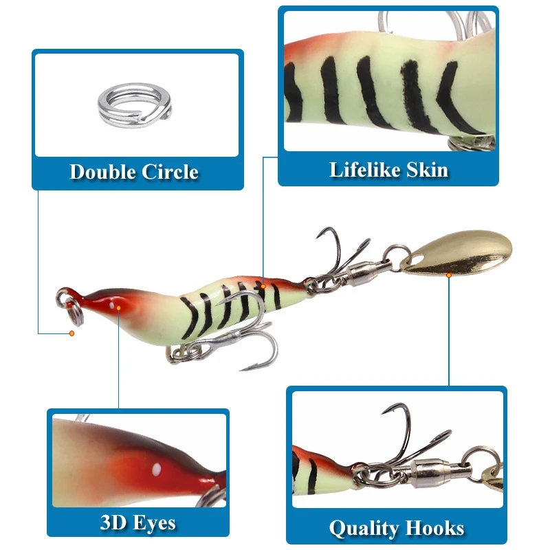 High Quality Bionic Floating Artificial Fishing Jiggle Crank Bait Plastic Shrimp Bait 9g/15g/22g/30g Shrimp Bait