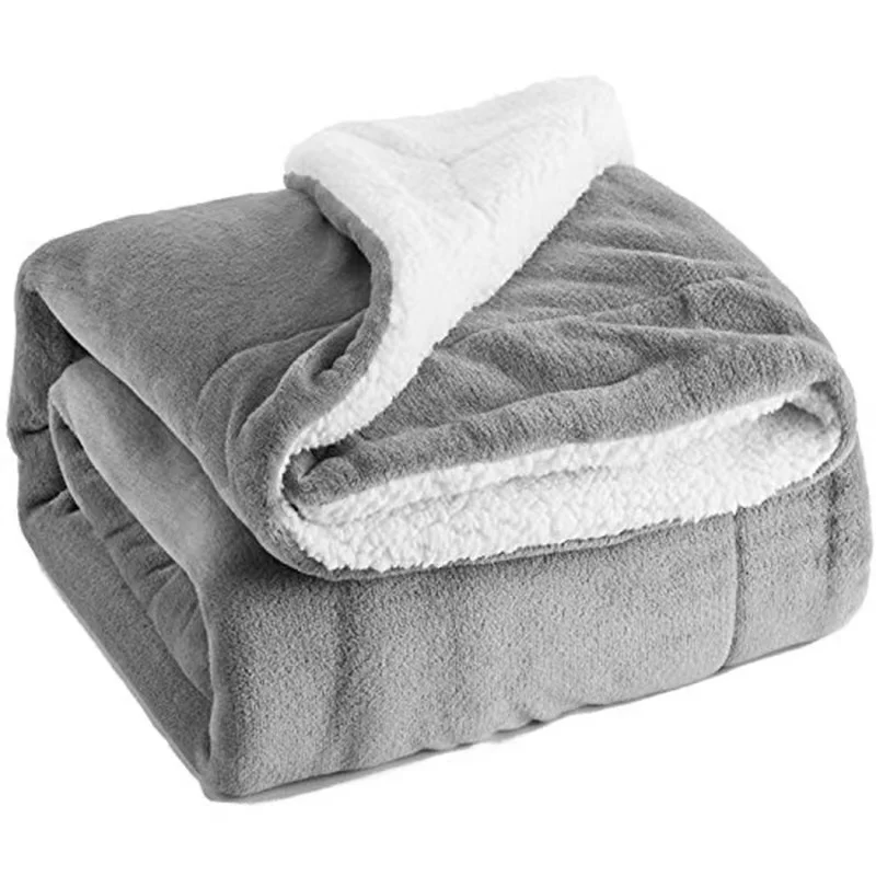 Cheap Price Solid Color Sherpa Blanket Double Layer Flannel Sherpa Fleece Weighted 100% Polyester Throw Blanket For Bedding