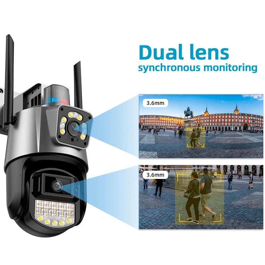 KERUI ICSEE 6MP Dual Lens Network Camera PTZ IP WIFI Outdoor Camera Alarm Motion Tracking Surveillance System Outdoor Camera