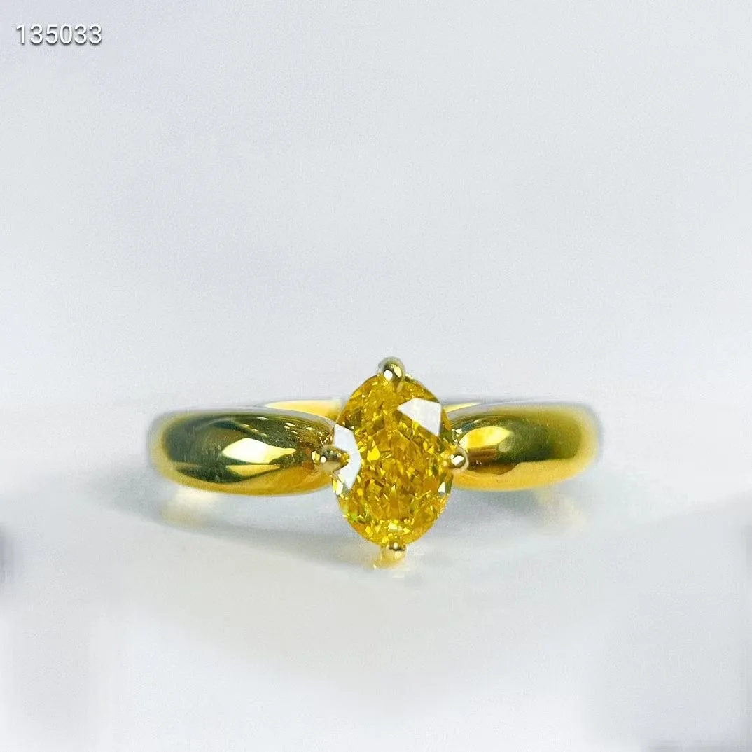 SGARIT Fine Jewelry Manufacturer Real 18k White Gold 1CT Oval Cut Jewellery Engagement Wedding Band Natural Yellow Diamond Ring