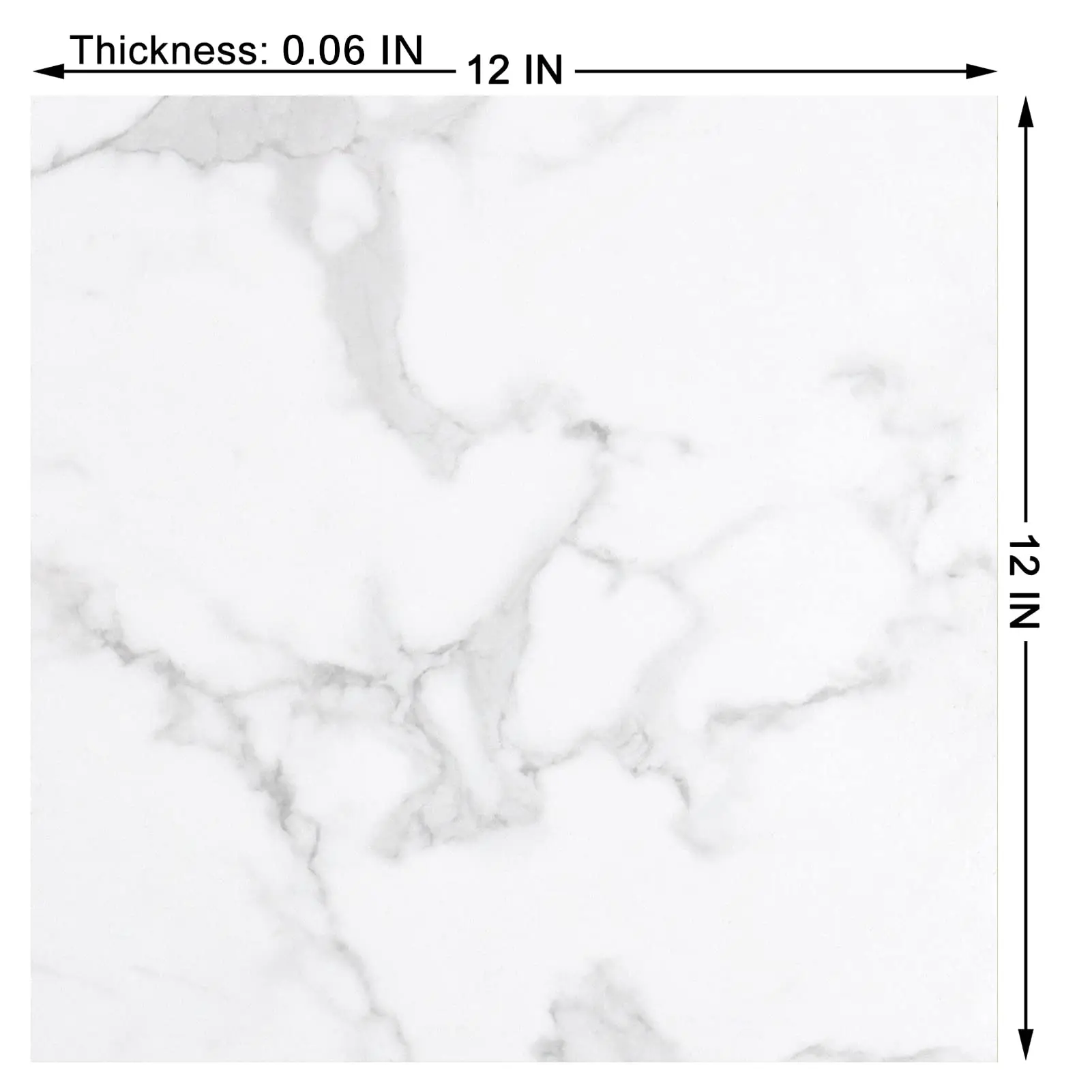 White Marble Peel and Stick Floor Tile Bathroom  Waterproof Vinyl Tiles Floor Removable Laminate Floors Sheets for Kitchen