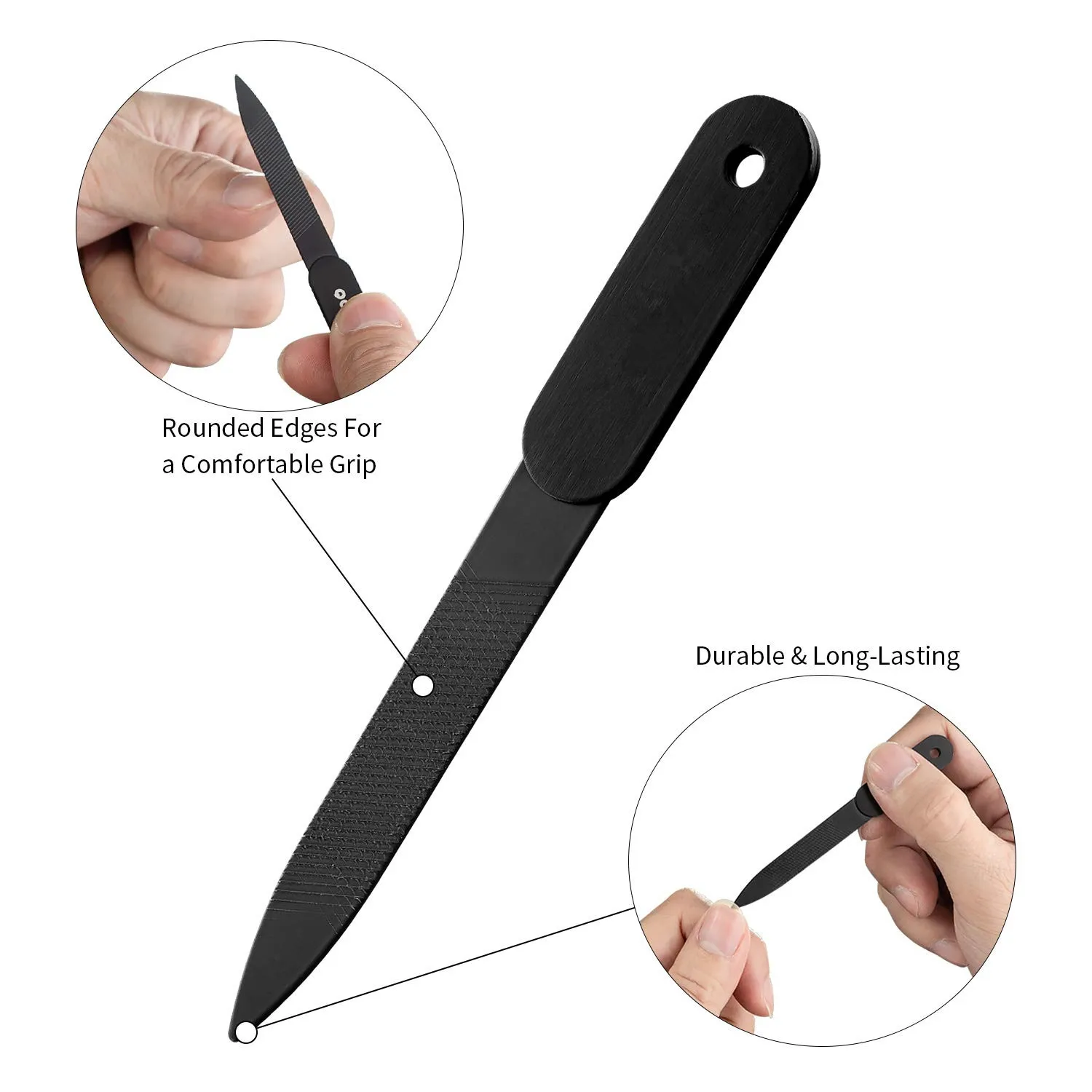 Nail Clippers Set, Sharp Black Stainless Steel Fingernail & Toenail Cutter with Nail File