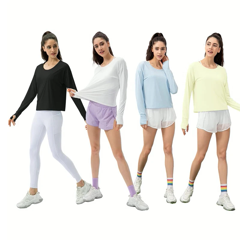 High density sport fitness wear UV protection clothes UPF 50 shirt for women