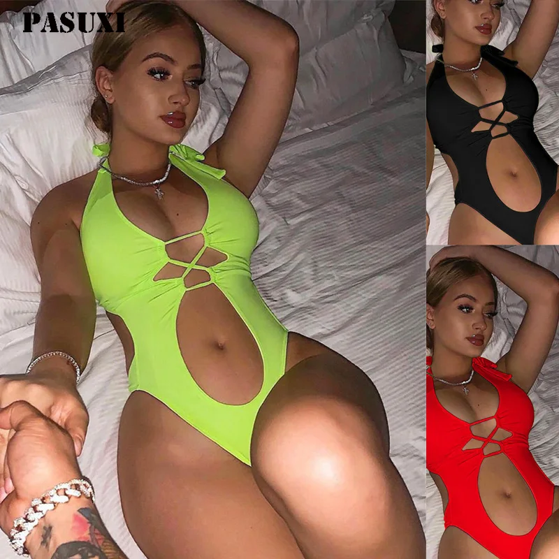 PASUXI 2024 привлекательное бикини для девушек летний сексуальный купальник с V-образным вырезом слитный купальный костюм женщин