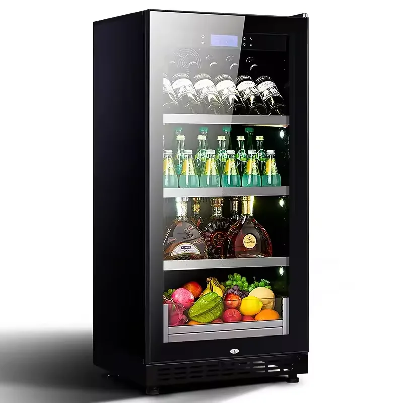 Low noise upgrade compressor cooler 208L counter with lock and key ordering area glass door wine refrigerator