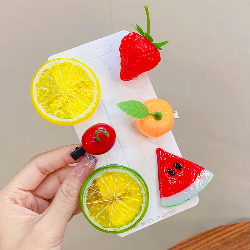 Popular fruit hairpin girl funny fringe clip student food play hair clip barrettes