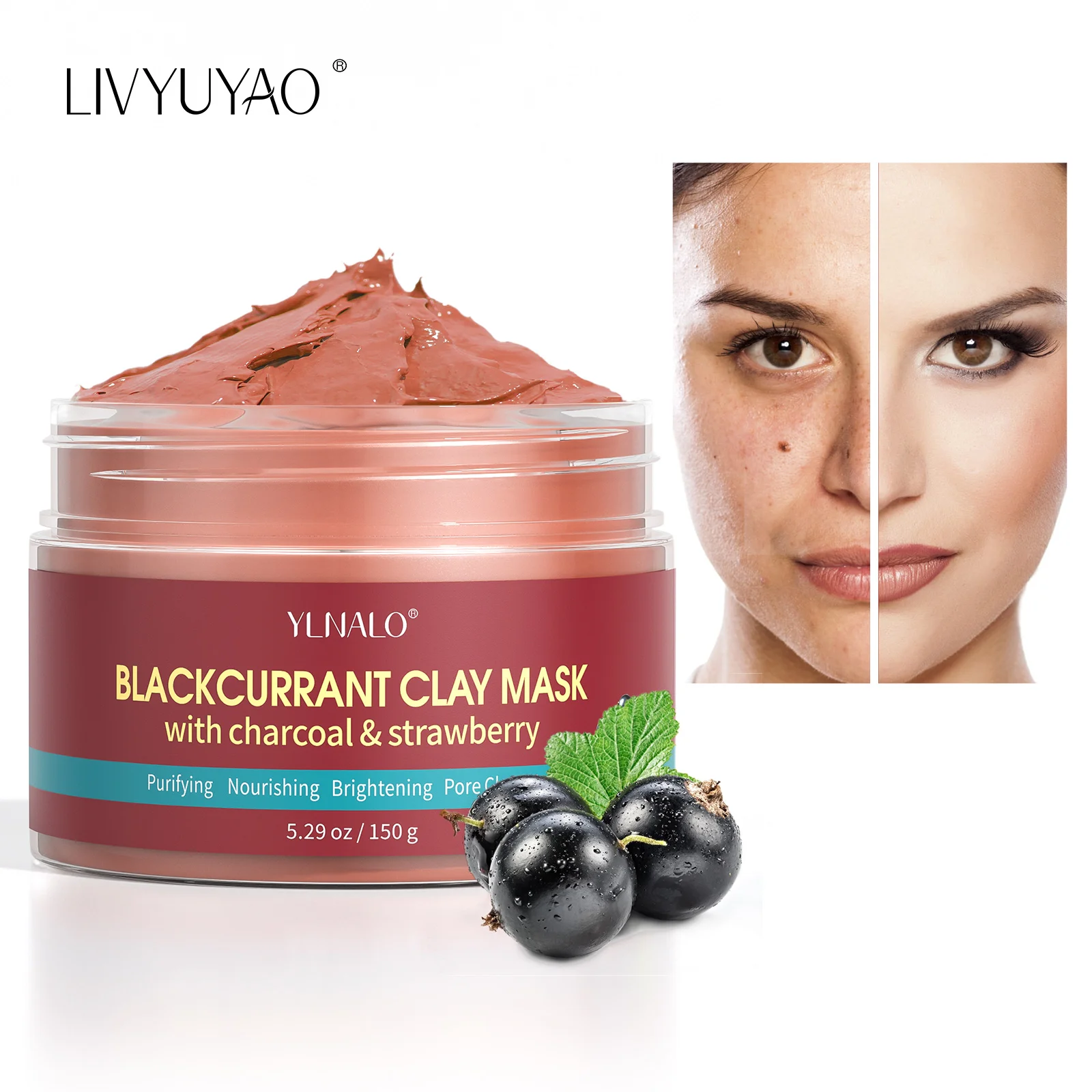Anti aging Blackcurrant Clay mask black magnet magnetic charcoal mask deep cleansing firming black clay mask