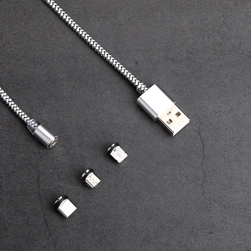 
Nylon Braided Fast Charging 3 in 1 LED Magnetic Charger Cable 