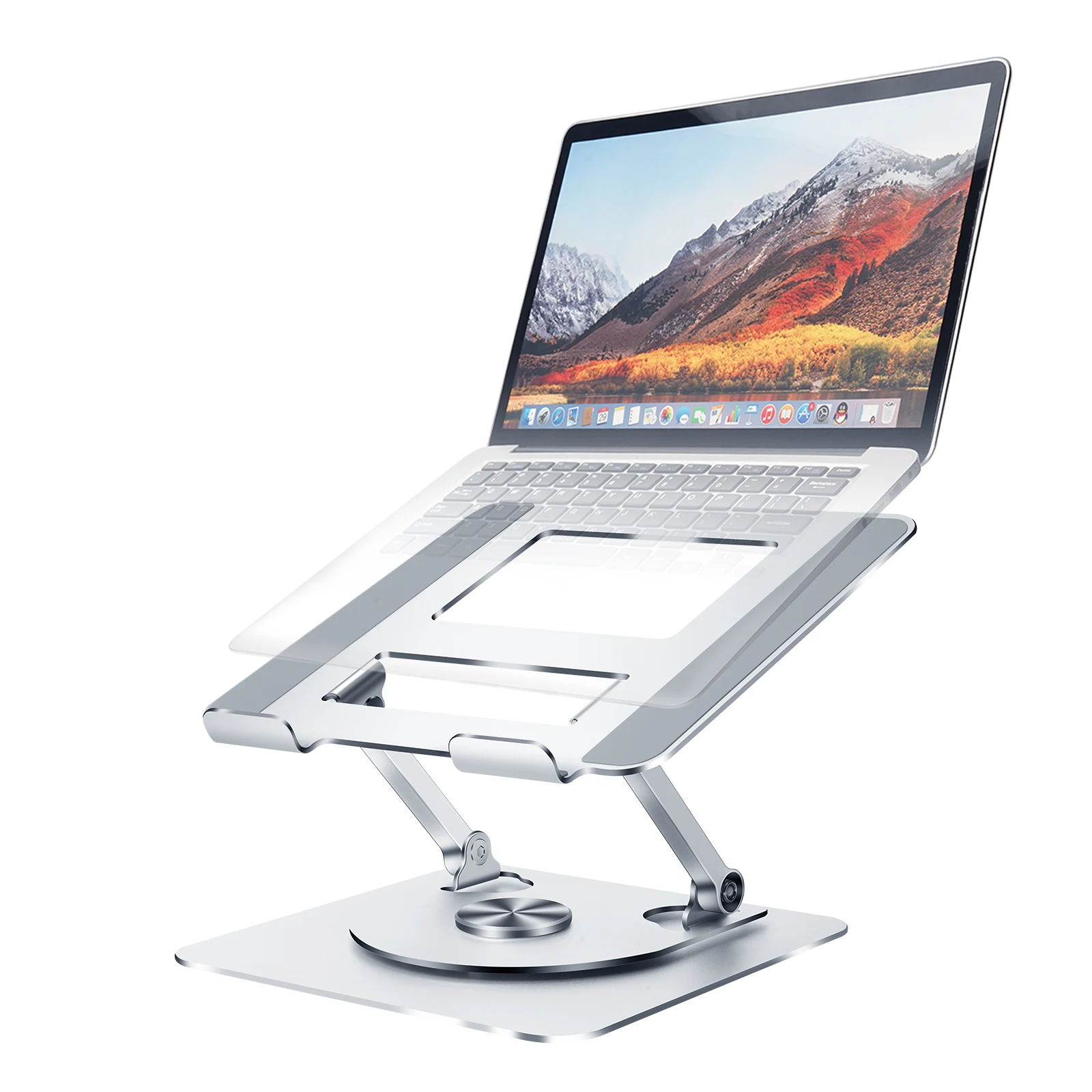 Laptop Stand for Desk with 360 Rotating Base  Ergonomic Height Angle Adjustable Laptop Riser with Heat-Vent Computer Stand