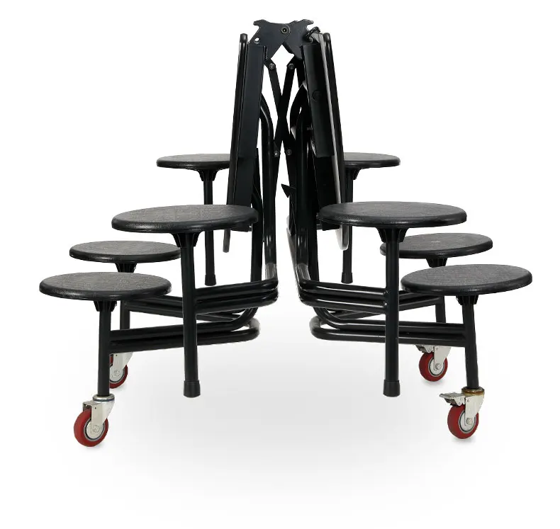 Canteen Table School Furniture 8 Seat Round Dining Table Set Modern Folding Dining Tables and Chairs