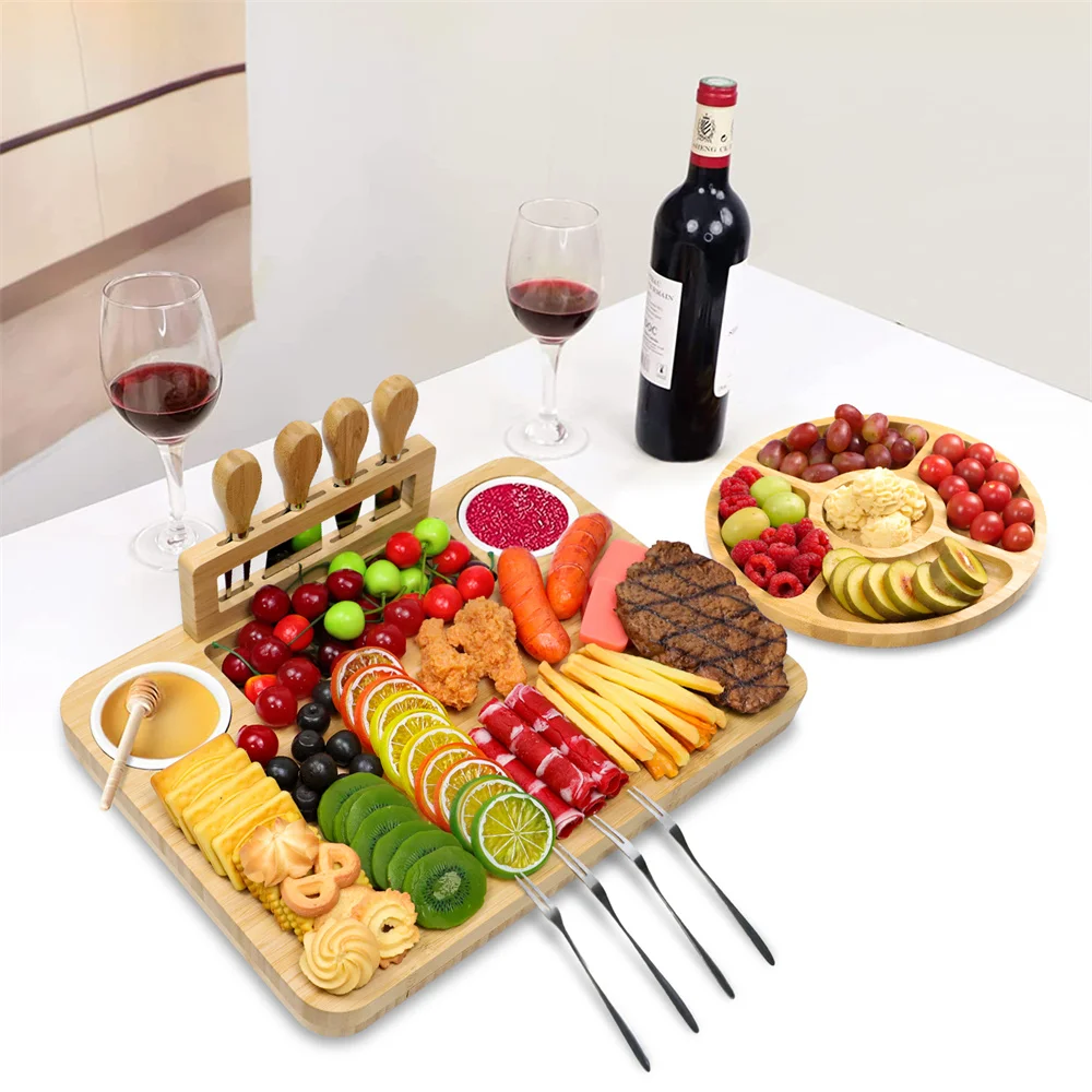 Magnetic Large Charcuterie Board Set Acacia Wood Unique Personalized Cheese Boards, Meat, Appetizer & Cheese Tray Platter