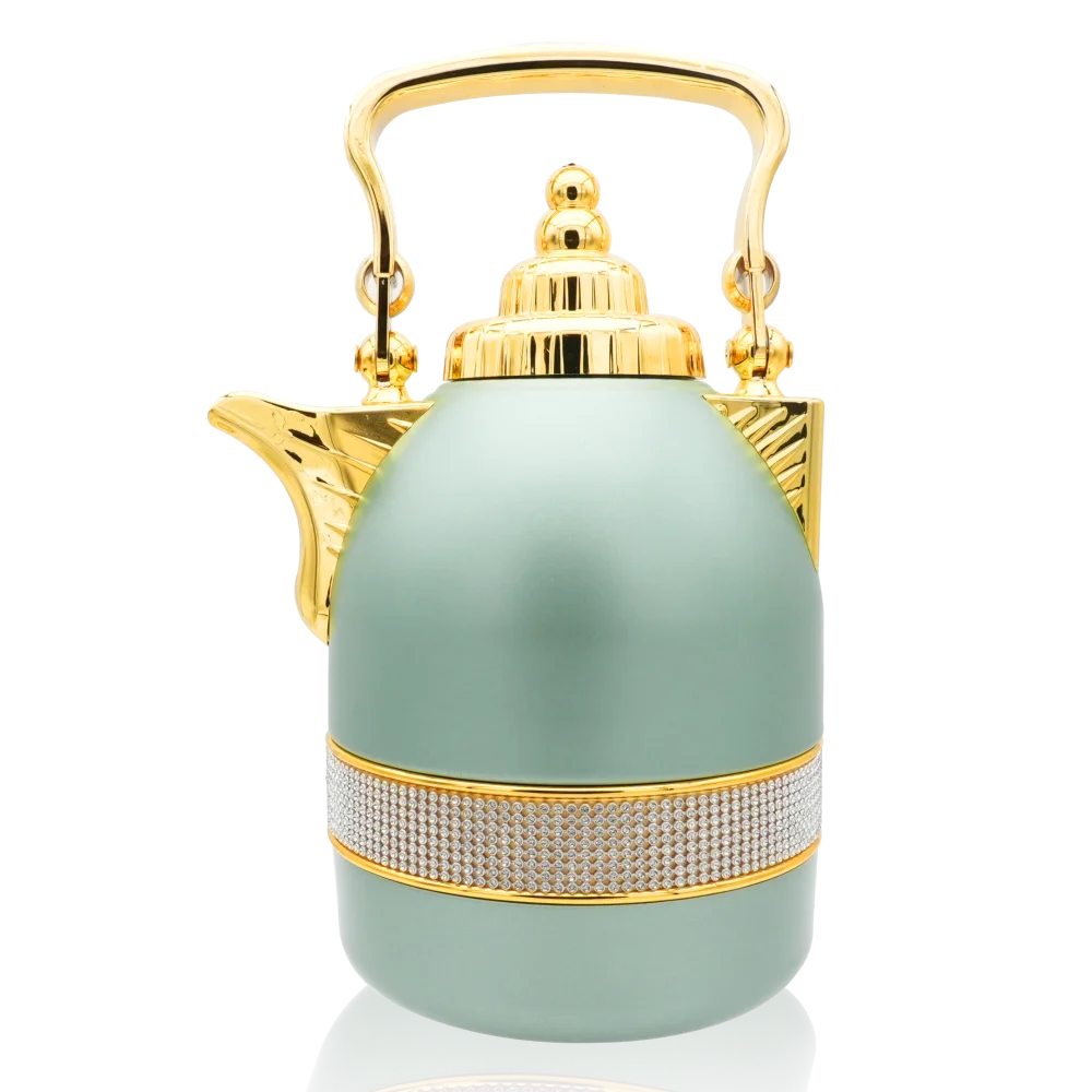 Luxury Large Capacity Insulated Vacuum Flask Gold & Pink Glass Arabic Coffee Thermos with Logo Design Lid