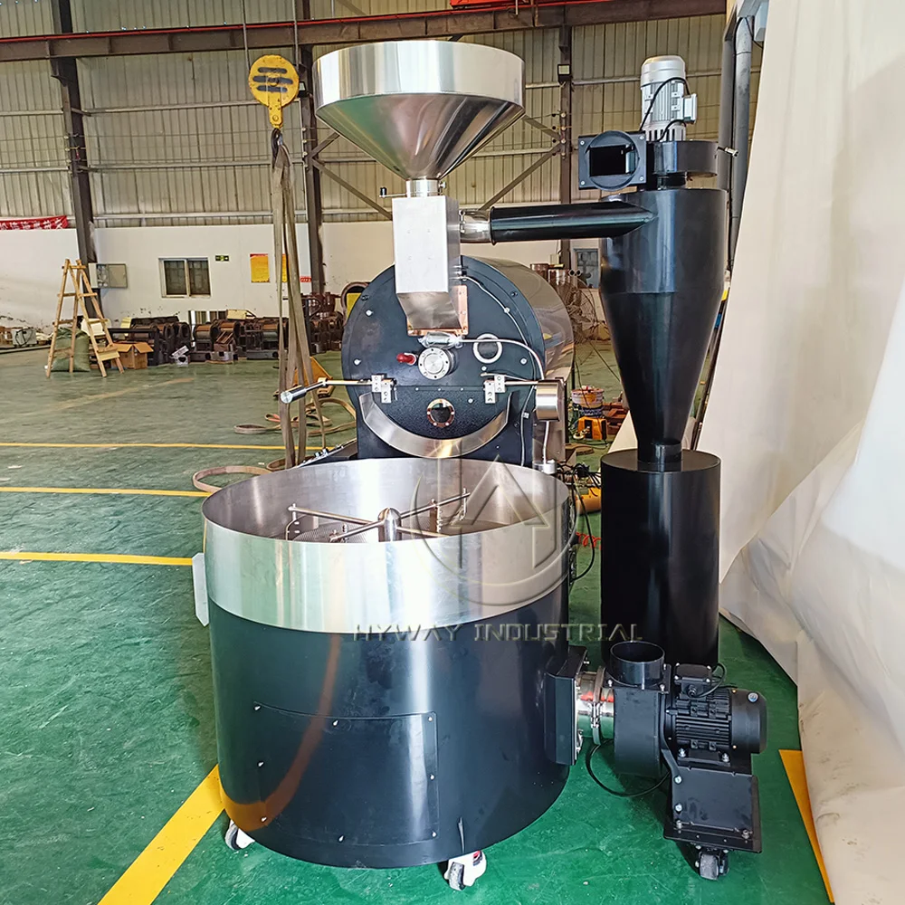 HW-17kg 15kg double drum cast iron stainless steel gas hot air heating coffee roasters coffee bean coffee roaster machine
