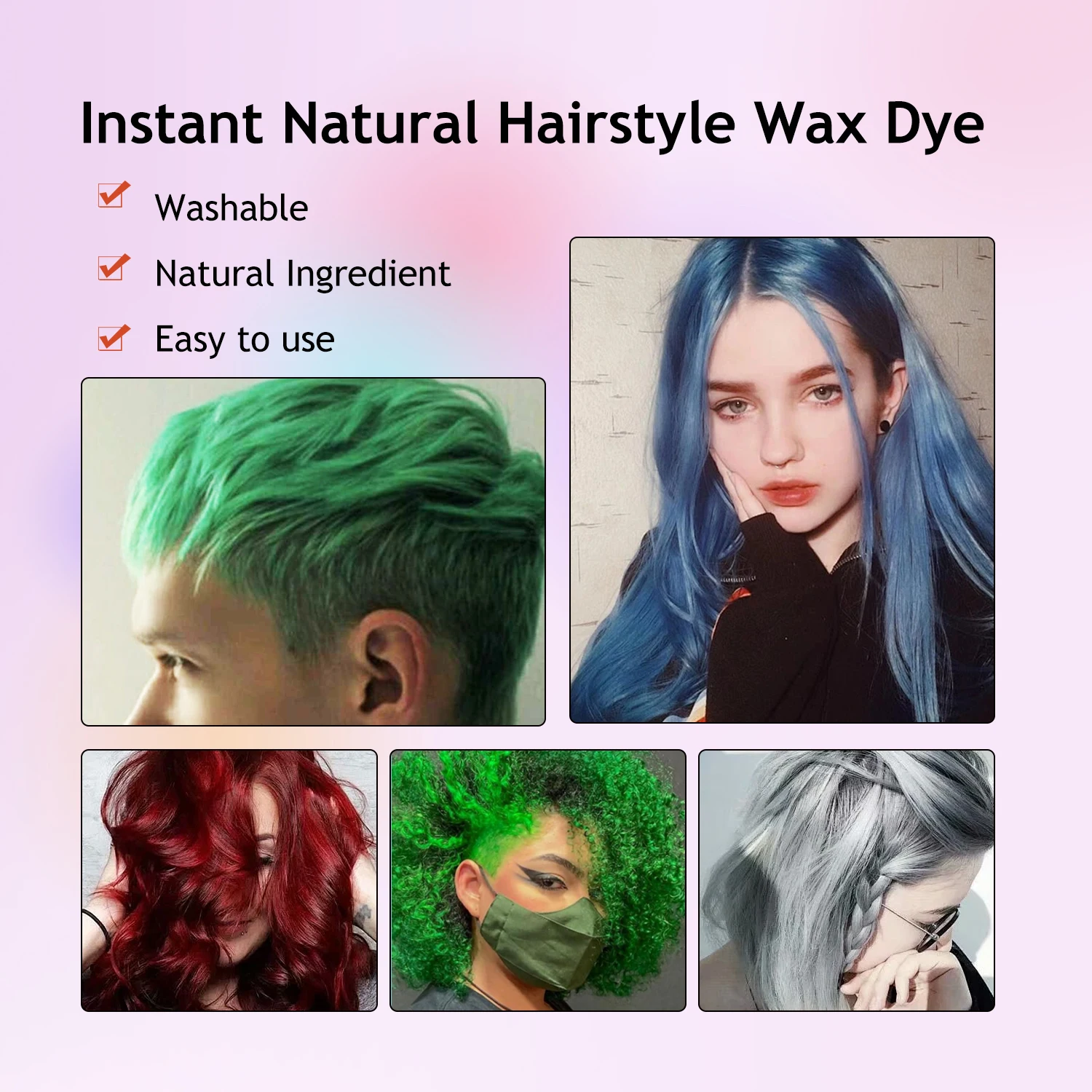 Wholesale 6 Color Temporary Hair Color Wax Natural Ingredients Diy Temporary Hair Color for Kids Women Men Party Cosplay