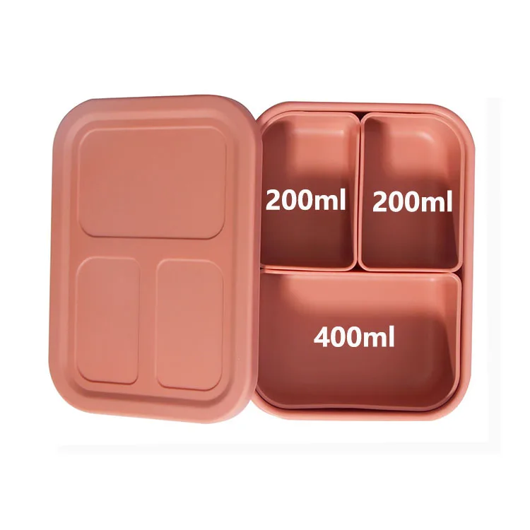 Silicone Reusable Food Meal Prep Storage Container 3 Compartment Fruit Silicone Preservation Kids Lunch Box Food Storage Silicon