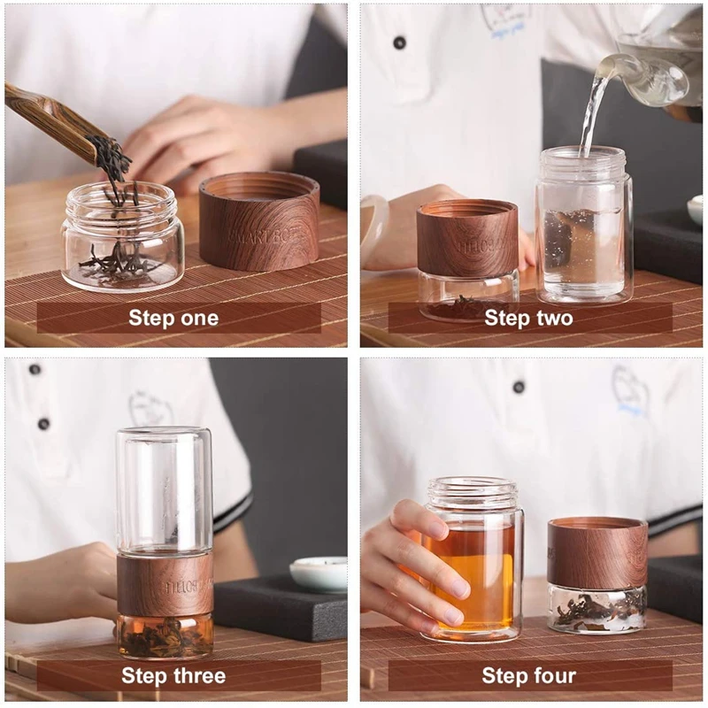 Portable 300ML  Double-layer Glass Tea Maker Water Bottle With Infuser Loose Leaf Tea  Tumbler Bottle