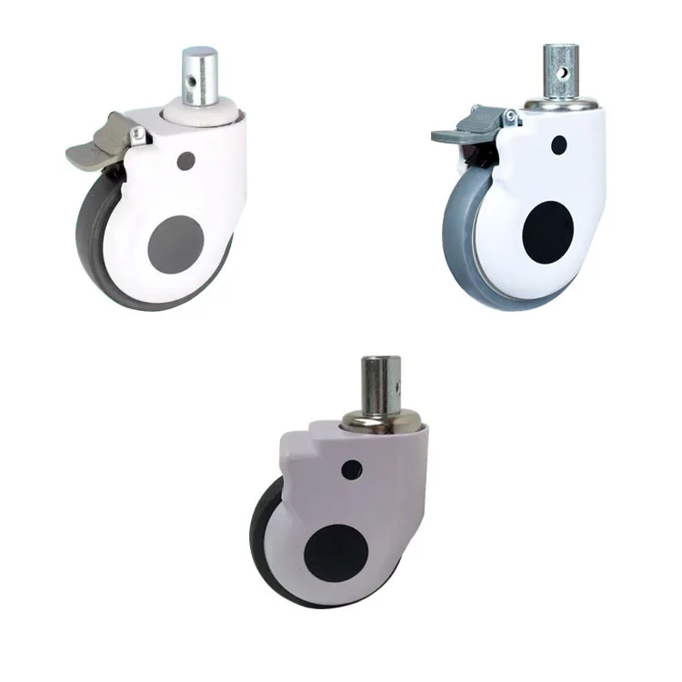 Medical bed 4 inch 5 inch TPR rubber silent roller instrument equipment rod universal with brake casters