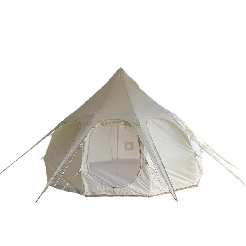 PoeticExist High Quality Glamping Bell Tent Uv-Proof Waterproof Outdoor House Tent 6-8 Person Canvas Glamping Lotus Yurt Tent