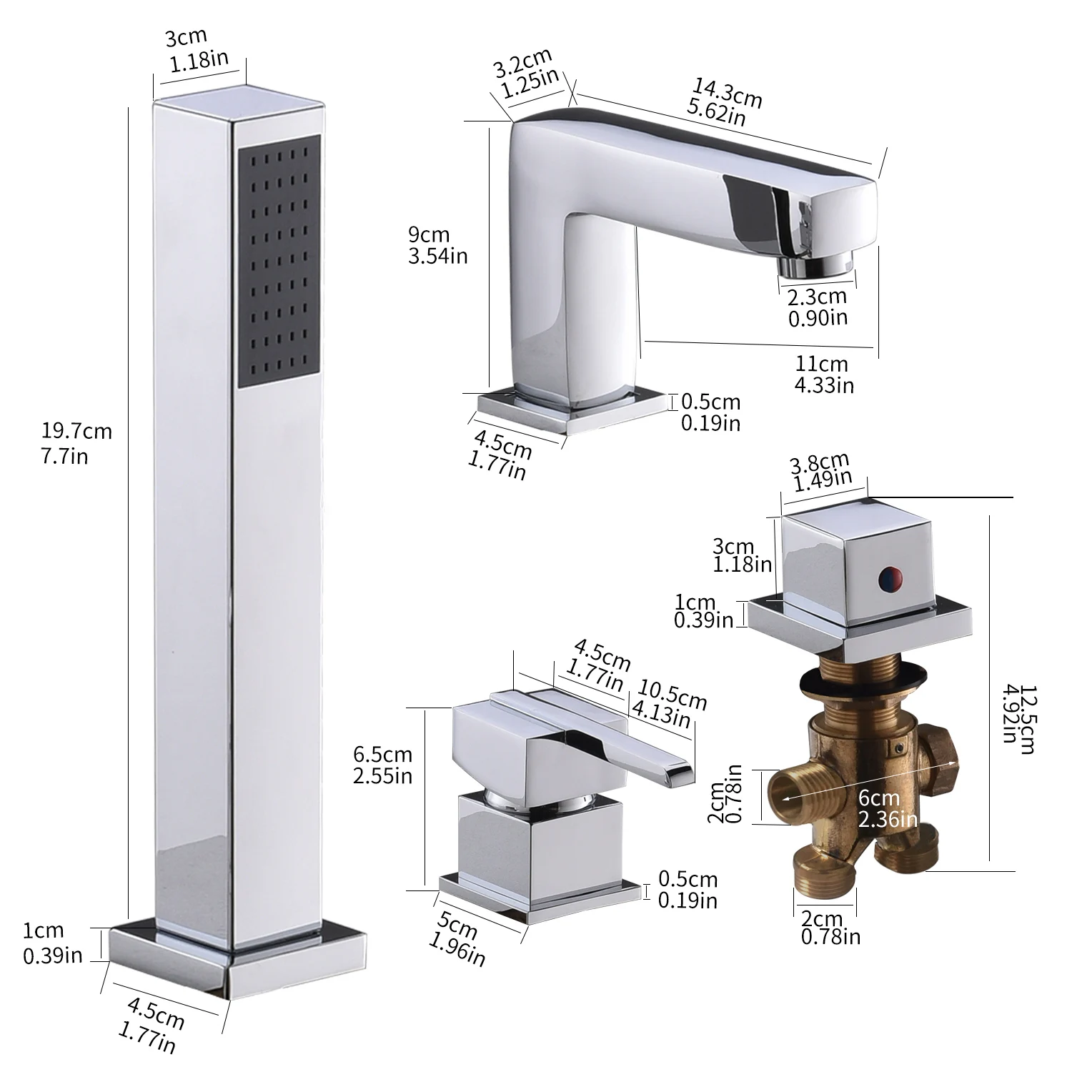 Whirlpool Bath Shower Mixer Spa 4 Holes Bathtub Faucet faucet pakistan