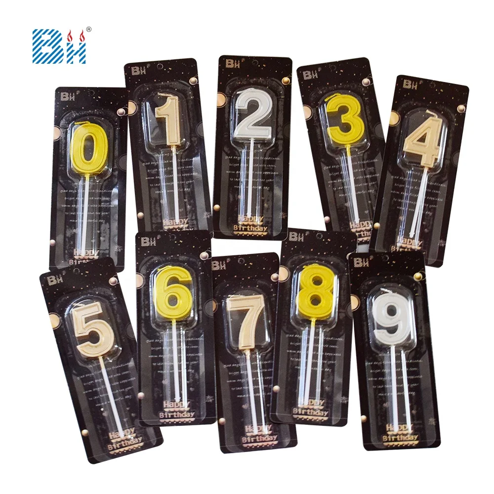 Mini Gold Number Candles birthday