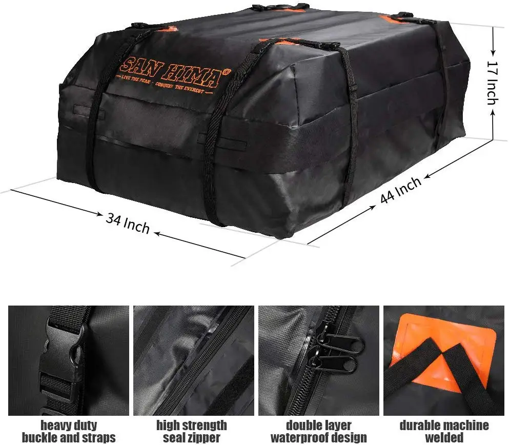 SAN HIMA Heavy Duty 100% Waterproof 15 Cubic Feet Roof Top Car Cargo Bag Carrier