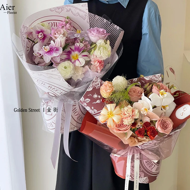 Aierflorist eco friendly product 2023 Vintage English package flower shop wholesale floral wrapping paper  materials for bouquet