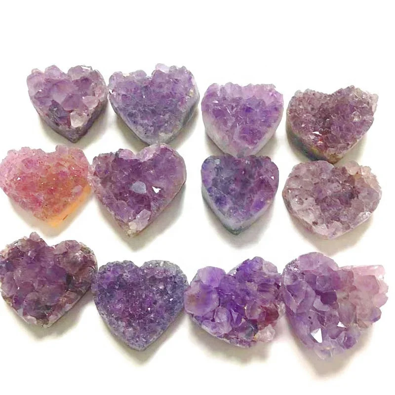 
Natural Crystal Cluster Home Ornaments Uruguay Raw Amethyst Heart Crystal Cluster High Quality 