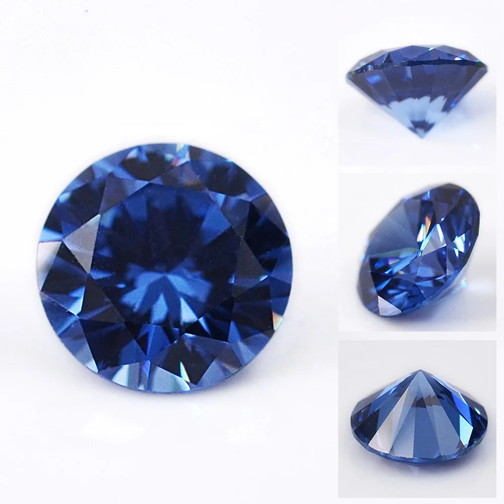 Best Selling cheapest price 8H & 8A cutting loose gemstone dark sapphire cut cubic zirconia for rings