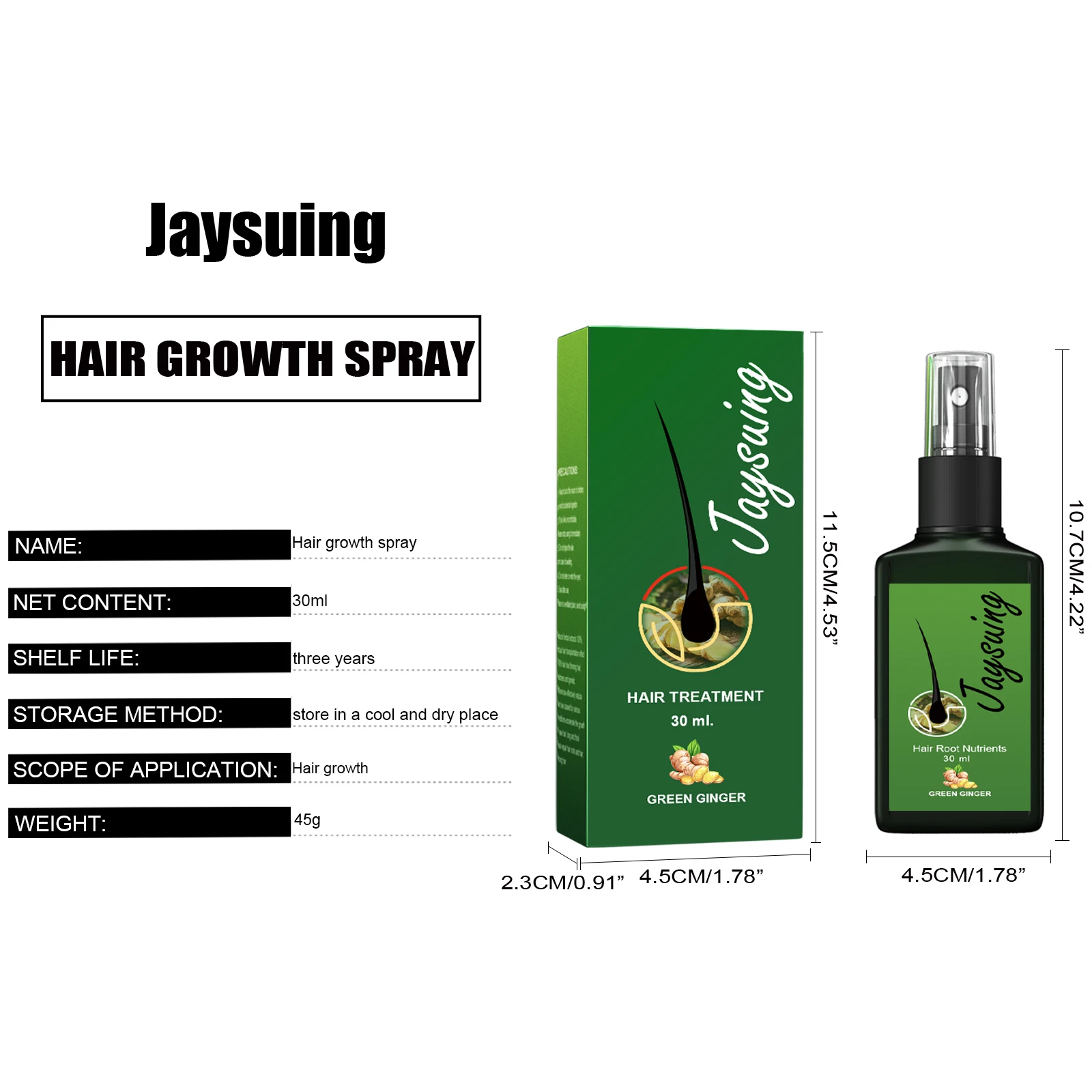 30 ML Moisturizes Hair Roots Thick Hair Improve Ginger Spray Hair Care Nutrient Solution for Wholesale