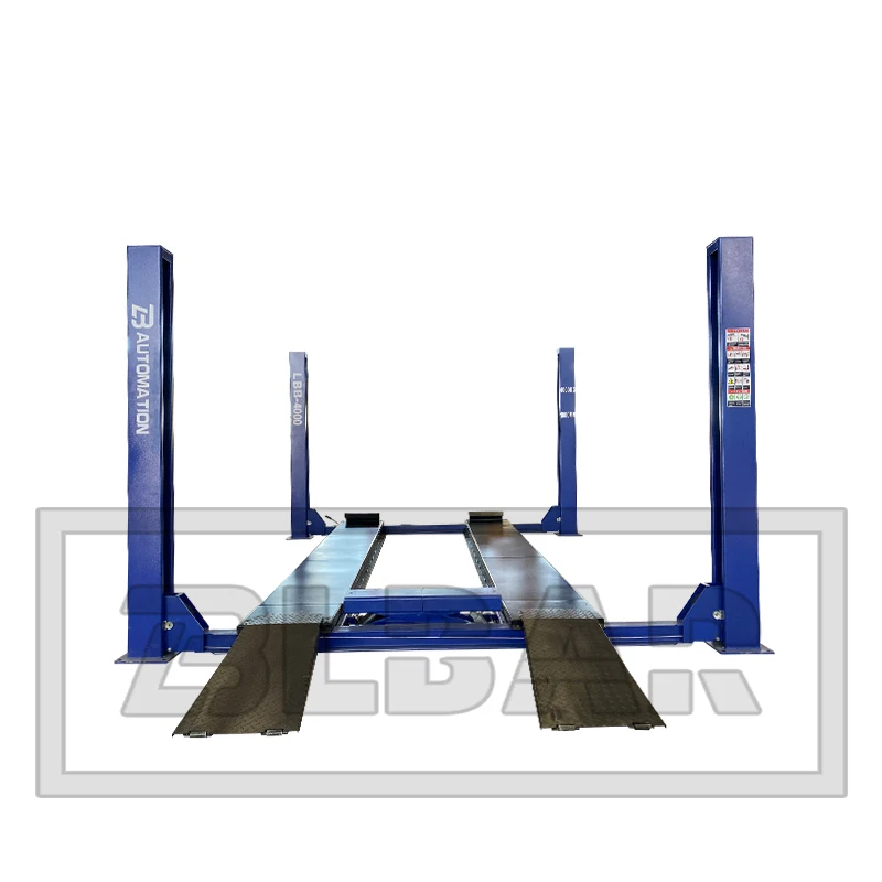 4T wheel alignment 4 post car lift machine for garage car packing and lifting