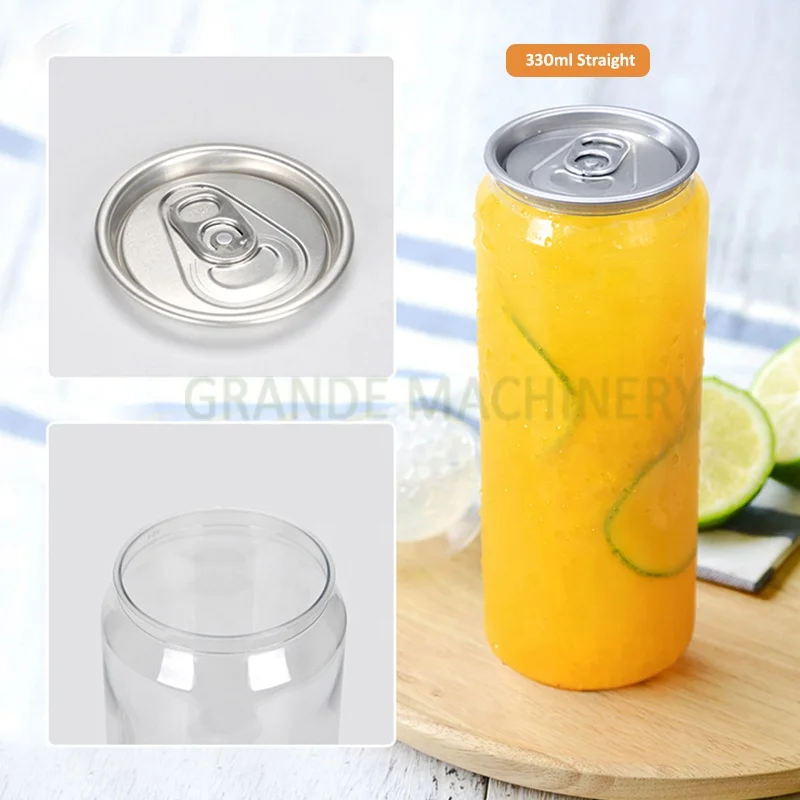 High Quality Wholesale 250ml 330ml 500ml 550ml 650ml Plastic Transparent PET Soda Can For Beverages Custom Soda Jar Price