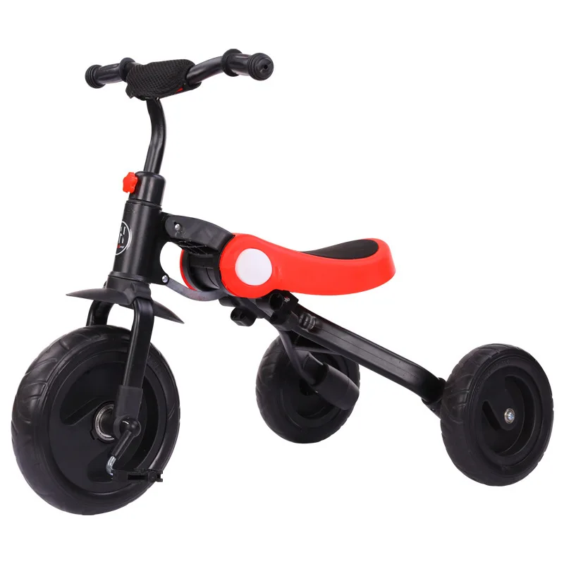 Aluminium structure 3 wheel balance 4 in 1 foldable pedal baby tricycle with plush handle