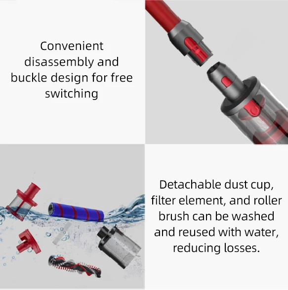 700mL Big capacity 200w LED display 4 speed gears free spare parts vacuum cleaner