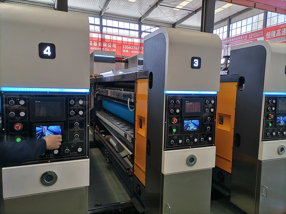 Servo feeder corrugated carton box high  definition 5 colors HD flexo print slot rotary die cut machine Troquelado rotativo