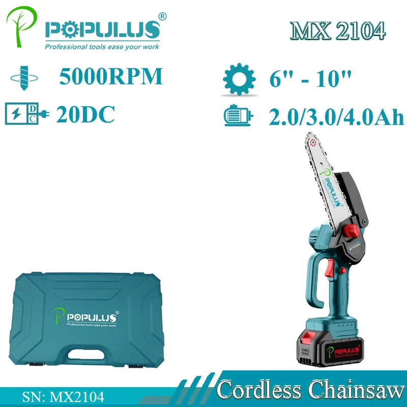 iPOPULUS Good Price 16 Inch Battery Tool Cordless Chain Saw Wood Cutting Machine Garden Electric Power lithium Chain Saw