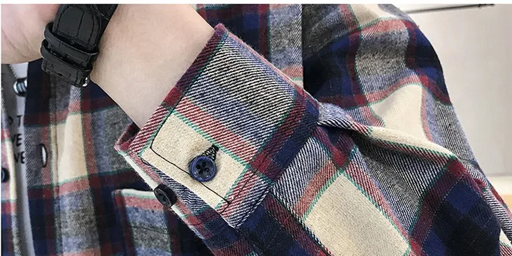 
Wholesale Fashion Checked Plaid Shirts Cotton Loose Plaid Shirts Men 