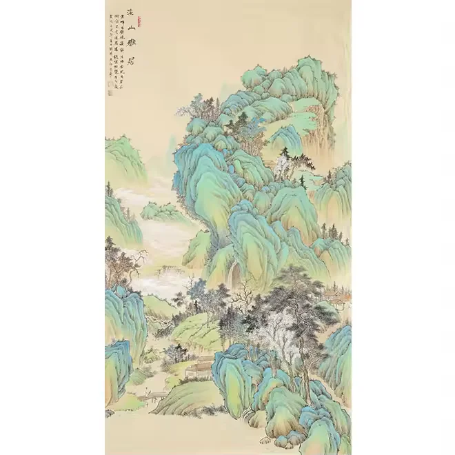 Chinese style luxury ink painting Modern bedroom study landscape decorative painting porch corridor hanging painting