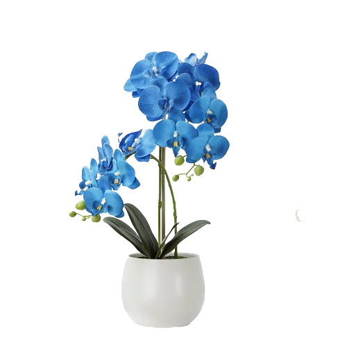 Настоящая сенсорная Роскошная искусственная синяя Орхидея в горшке 40 см