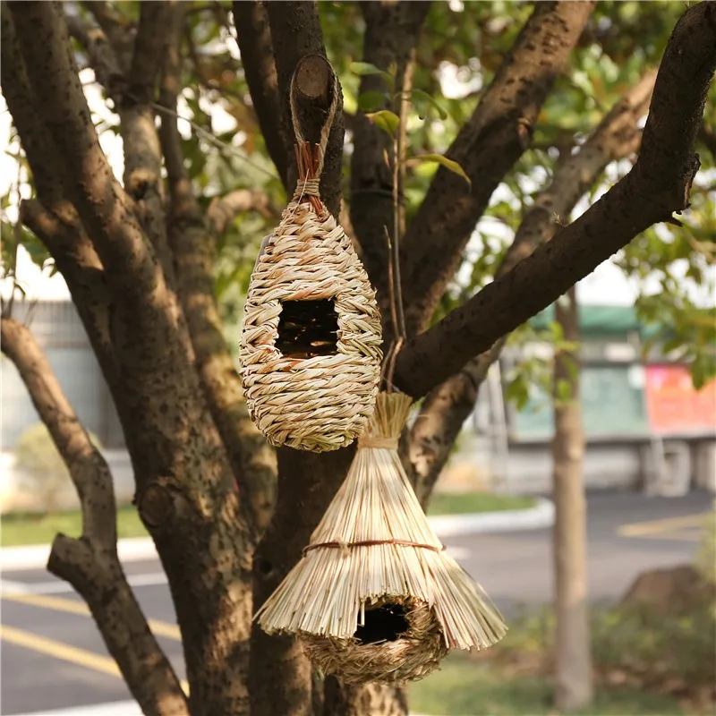 Pet Hanging Birds Nest Outdoor Hand-Weaved Decorative Bird House Bird Cage Shelter for Home Garden Decoration Pet Supplies