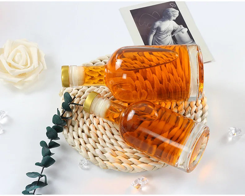 Необычная оптовая продажа прозрачных больших круглых пустых стеклянных бутылок водки для ликера 500 мл 750 мл поставщик с Пробковой Крышкой