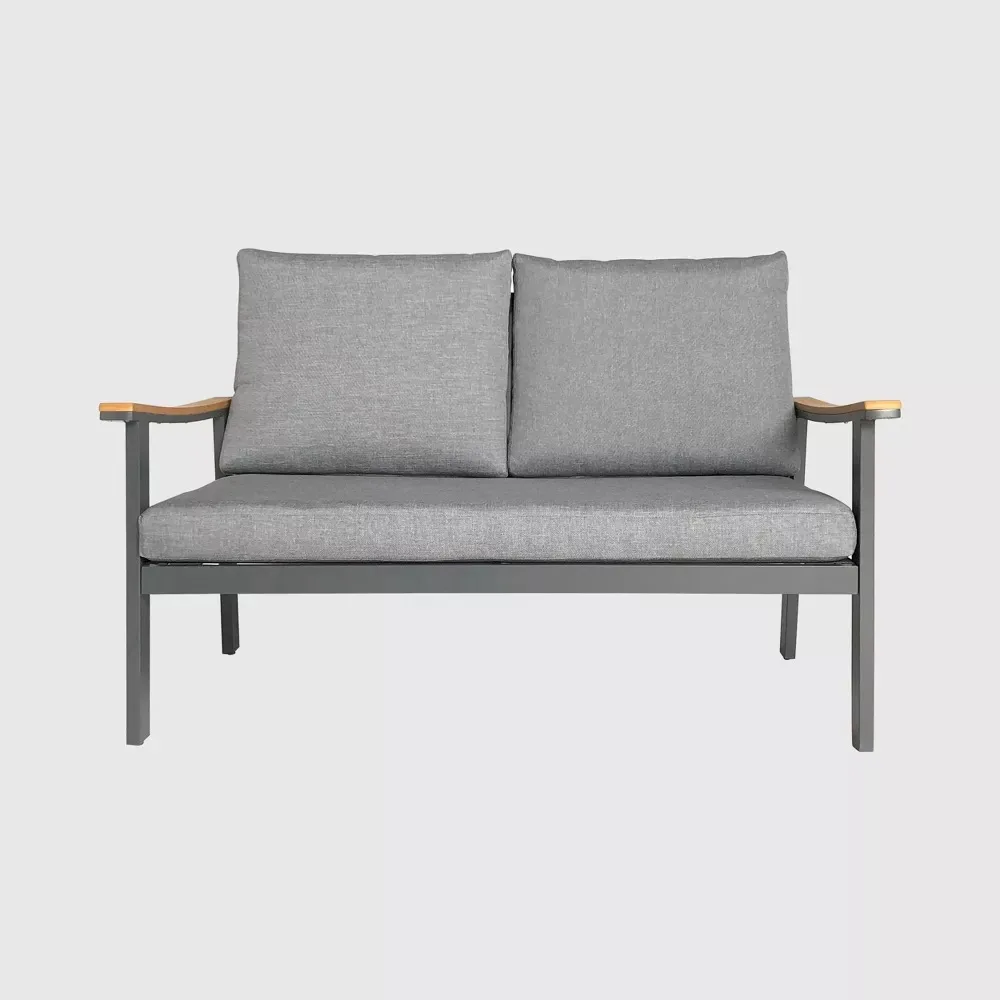 4 pieces Aluminum Teak Wood Garden Sofa Set Water Resistant Outdoor furniture